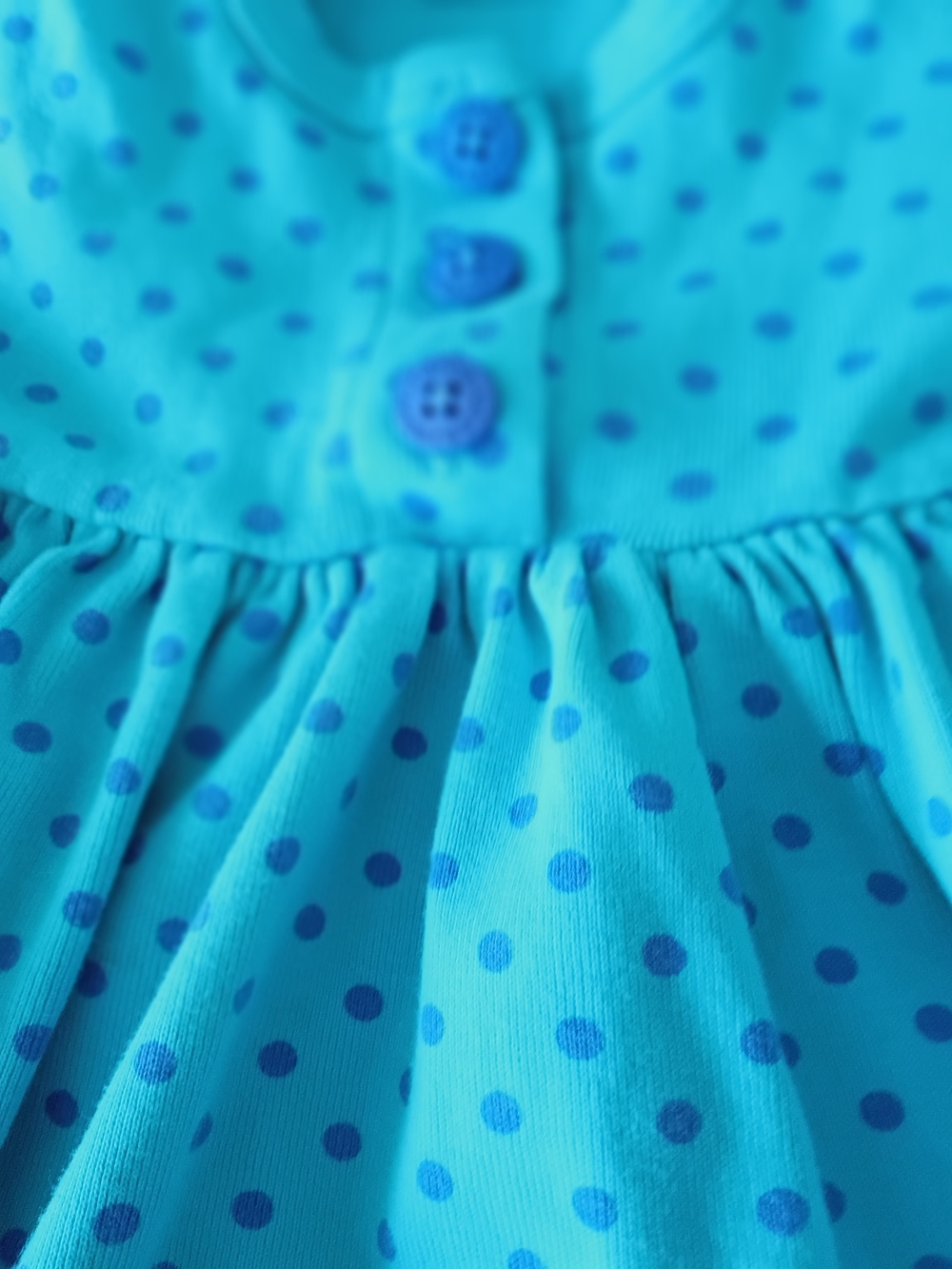 Hanna Andersson Turquoise Polka Dot Dress & Striped Leggings Pajama Set - Picture 2 of 3